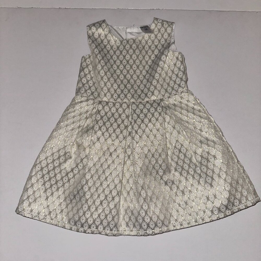 Girls Carter's Size 18M Ivory Metallic Gold Sleeveless Dress with back bow 18 Mo